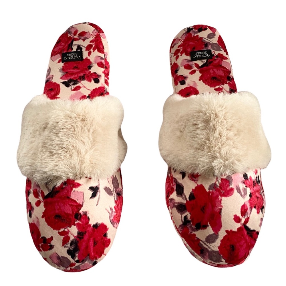$10 Clearance Victoria’s Secret Signature Satin Rose Floral Slippers | L (9-10) - Picture 7 of 7
